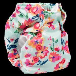 NEW Smart Bottoms Born Smart 2.0 Newborn Cloth Diaper - Aqua Floral